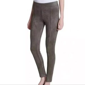 Andrew Marc Faux Suede Leggings Pants Pull On Skinny Seamed Stretch Brown XL